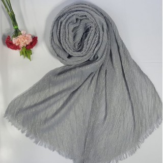 Designer Crinkled Cotton Mesh Sparkling  Women's Stole - Grey